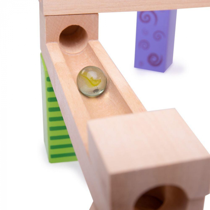 Marble Run din lemn, BIGJIGS Toys, 2-3 ani + [6]