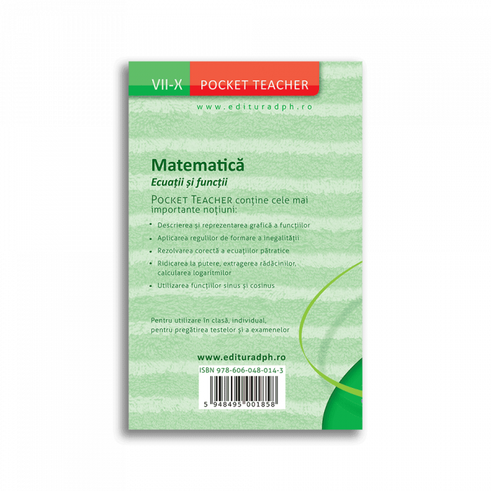 Matematica: Ecuatii si Functii - Ghid pentru clasele VII-X (Pocket Teacher), DPH, 12 ani + [2]