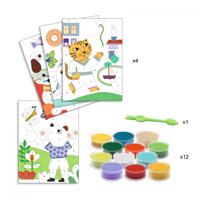Nisip colorat Djeco Animale pentru copii, 2-3 ani + [3]