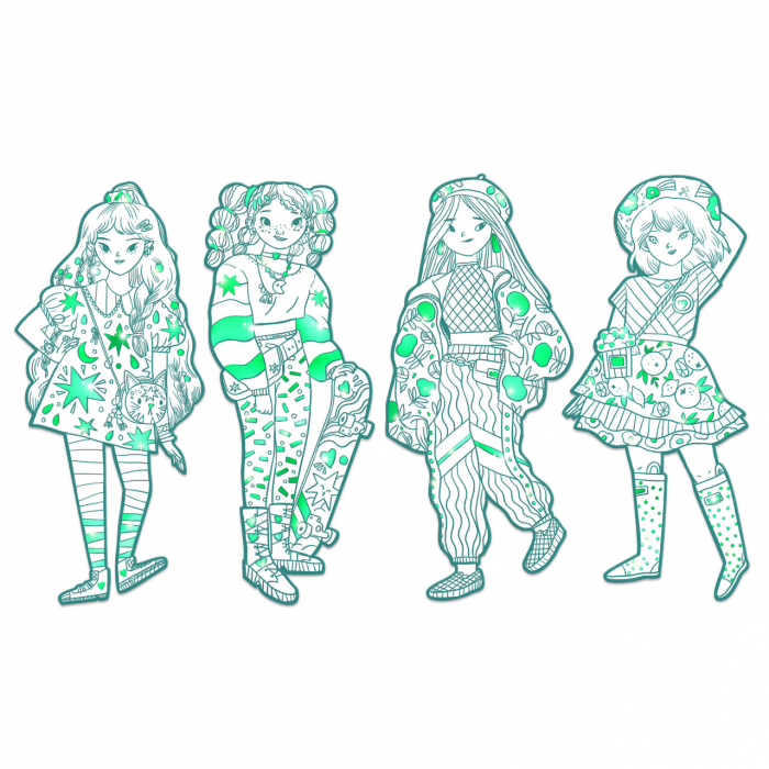 Parada modei de colorat, Angel si prietenele, Djeco [2]