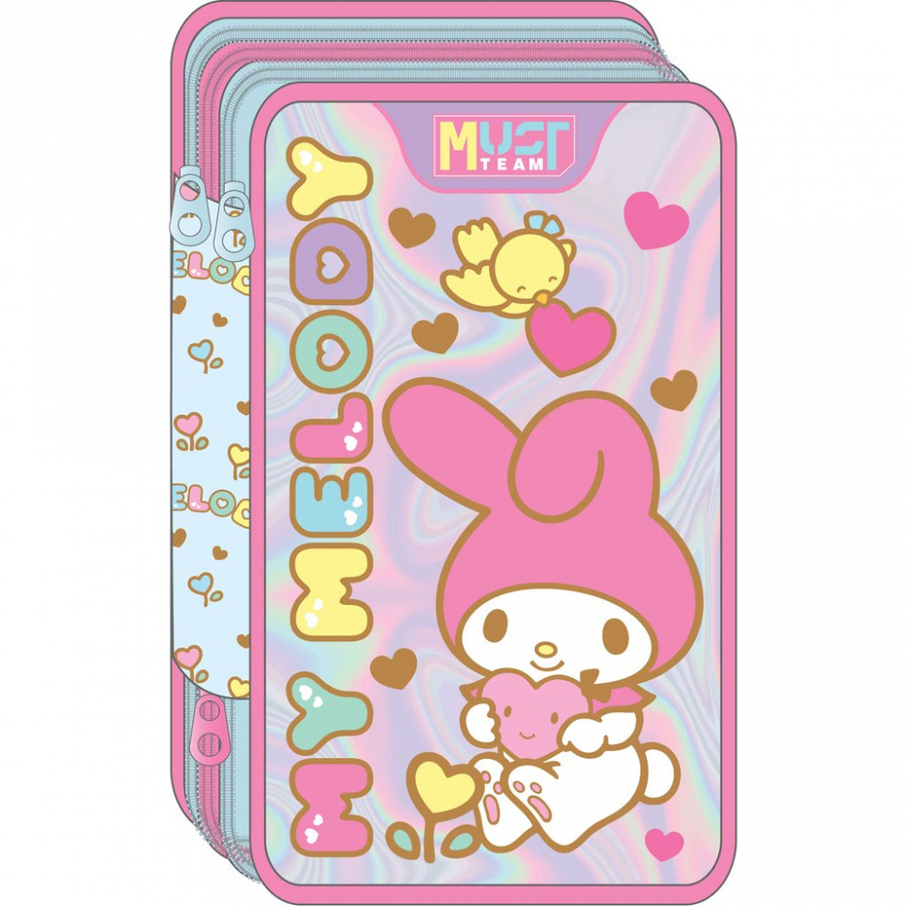 Penar echipat 3 compartimente, My melody, 12x6x19.5 cm, MUST TEAM