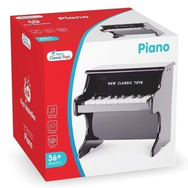 Pian din lemn New Classic Toys, Negru, 2-3 ani + [3]
