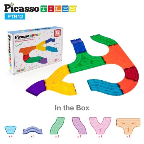 PicassoTiles, Set extesie trasee masini, 12 piese magnetice [2]