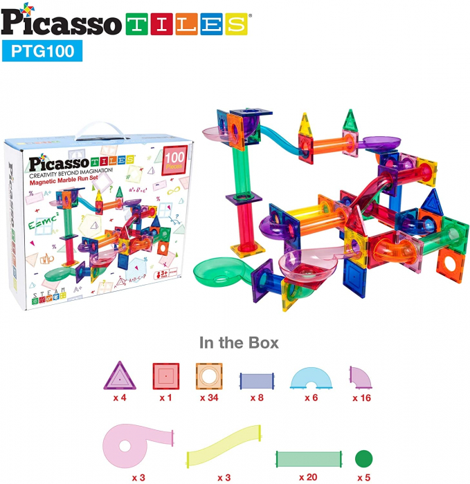 PicassoTiles, Traseu magnetic cu bile (Marble Run)100 de piese, + 3 ani [3]