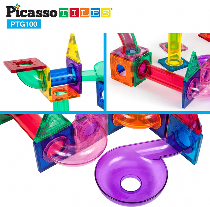 PicassoTiles, Traseu magnetic cu bile (Marble Run)100 de piese, + 3 ani [2]
