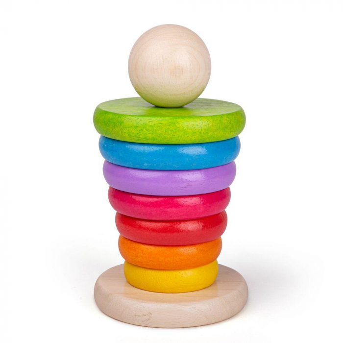 Piramida din lemn - Curcubeul, BIGJIGS Toys, 1-2 ani + [5]