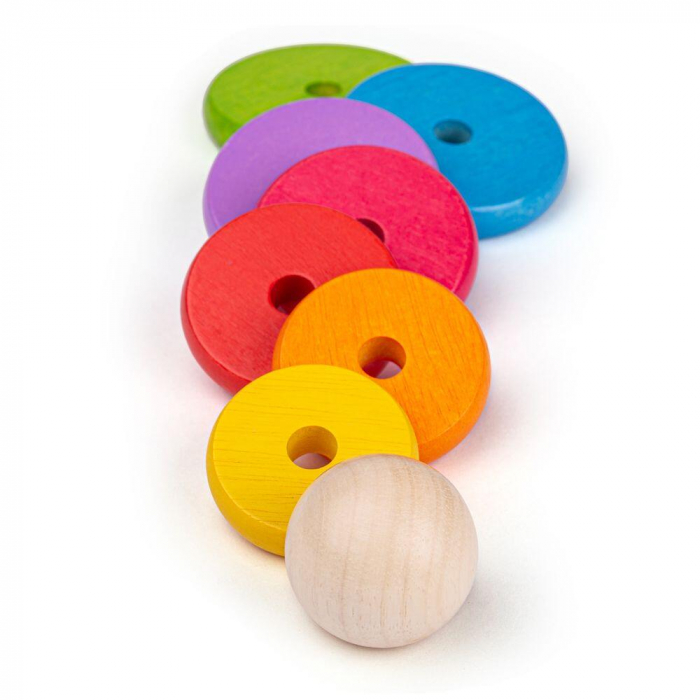 Piramida din lemn - Curcubeul, BIGJIGS Toys, 1-2 ani + [7]