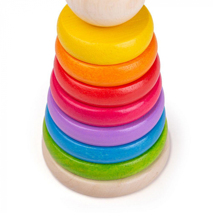 Piramida din lemn - Curcubeul, BIGJIGS Toys, 1-2 ani + [2]
