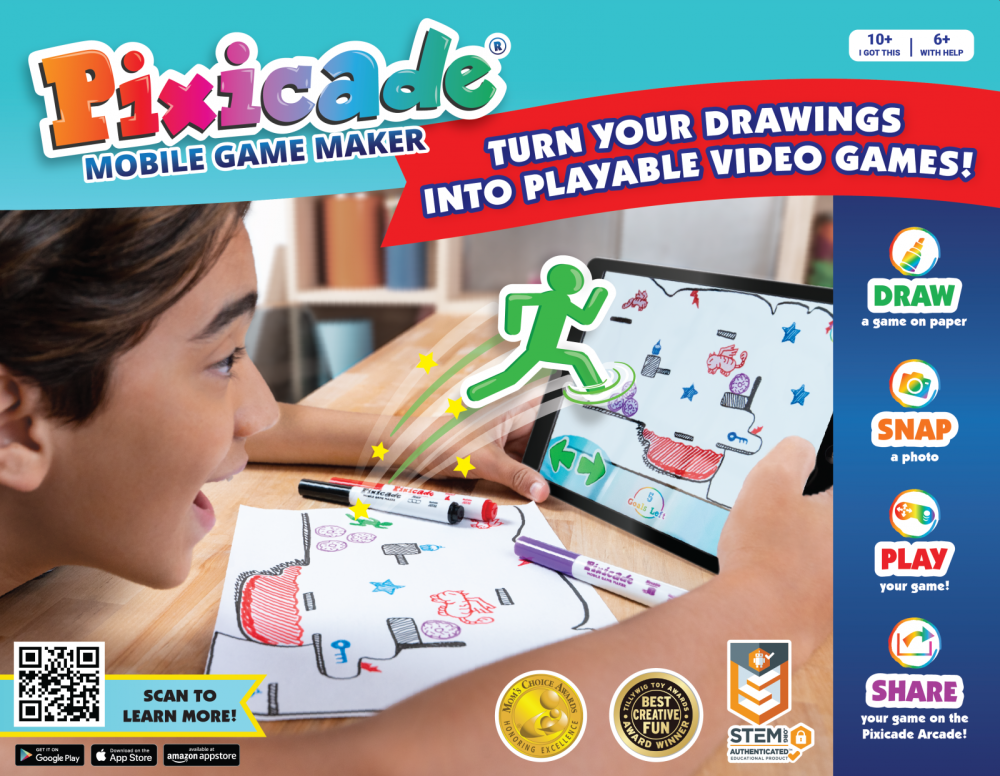 Pixicade -  kit creativ multipremiat pentru a transforma desenele copiilor in jocuri video pentru mobil sau tableta, editie jocuri nelimitate [10]