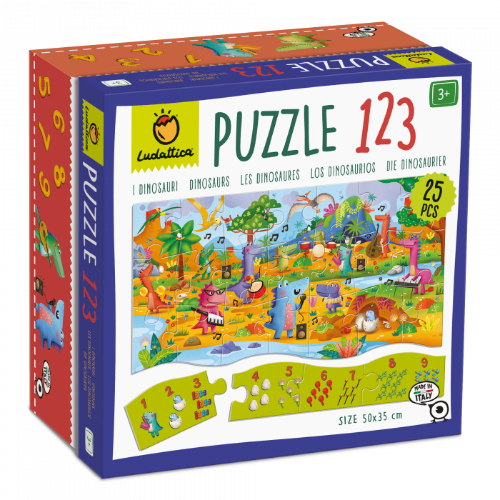 Puzzle 123 - Dinozauri, 24 piese, Ludattica, + 3 ani