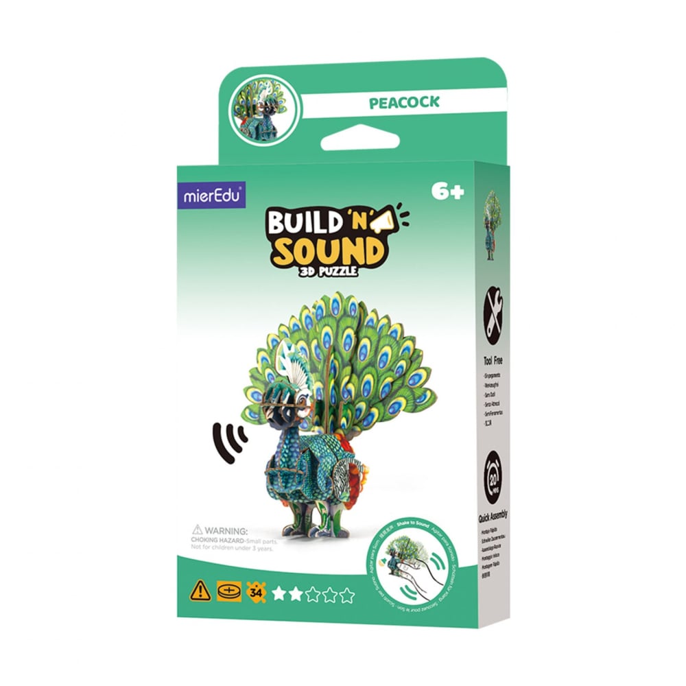 Puzzle 3D cu sunete - Paun, Build  n  Sound [1]