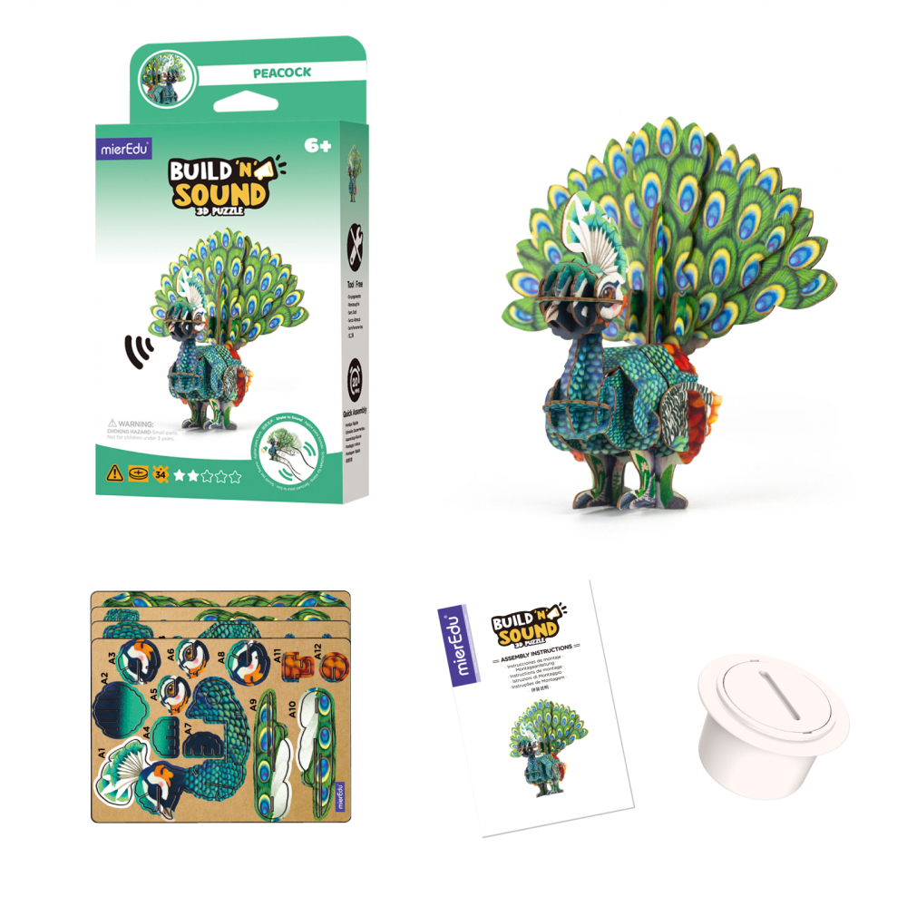 Puzzle 3D cu sunete - Paun, Build  n  Sound [4]