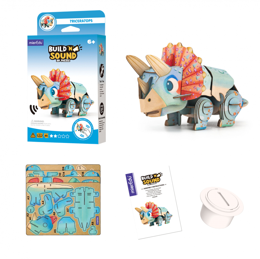 Puzzle 3D cu sunete - Triceratops, Build  n  Sound [2]
