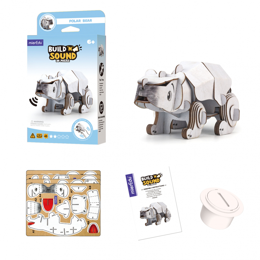 Puzzle 3D cu sunete - Urs polar, Build  n  Sound [4]