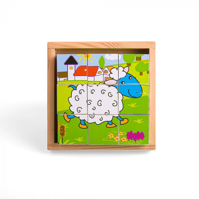 Puzzle cubic - animale domestice, BIGJIGS Toys, 2-3 ani + [6]