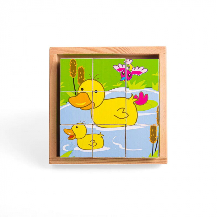 Puzzle cubic - animale domestice, BIGJIGS Toys, 2-3 ani + [3]