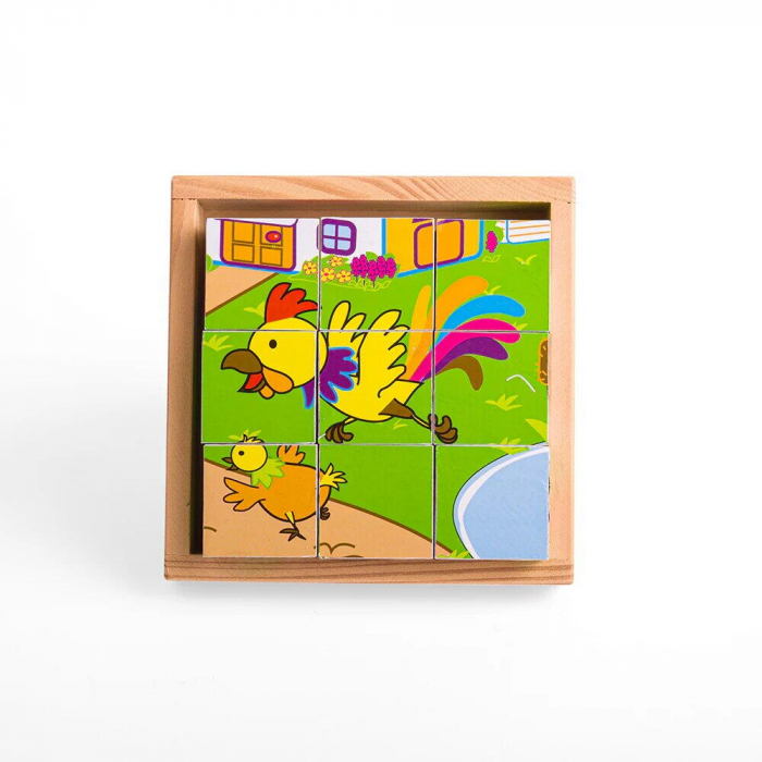 Puzzle cubic - animale domestice, BIGJIGS Toys, 2-3 ani + [7]