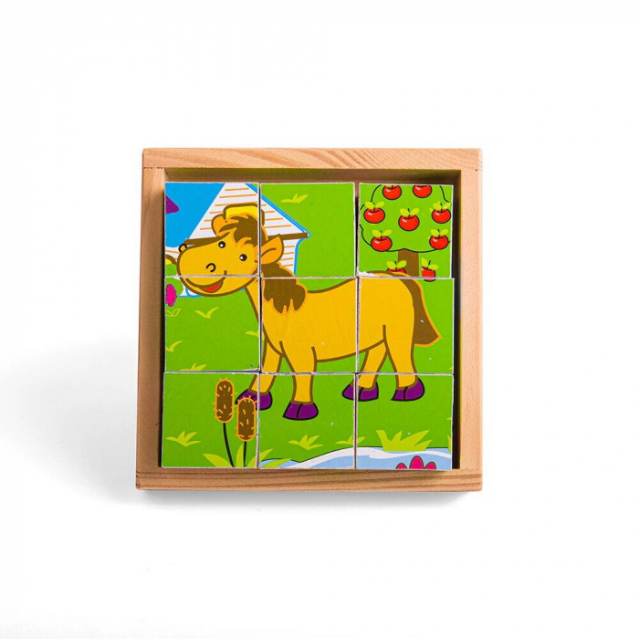 Puzzle cubic - animale domestice, BIGJIGS Toys, 2-3 ani + [4]