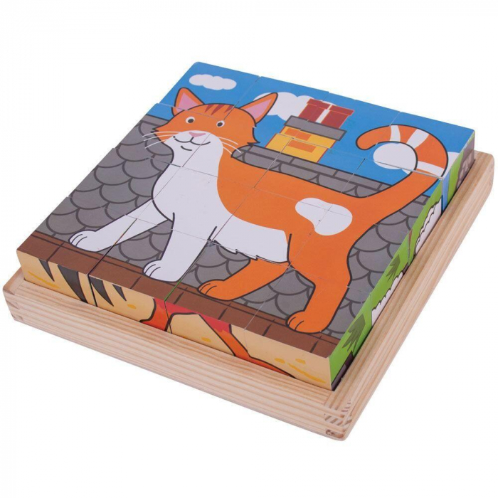Puzzle cubic - Animalute de la ferma, BIGJIGS Toys, 1-2 ani + [5]