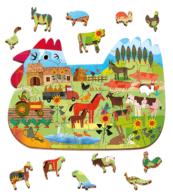 Puzzle de lemn - Ferma, Ludattica, + 5 ani, 48 piese [2]