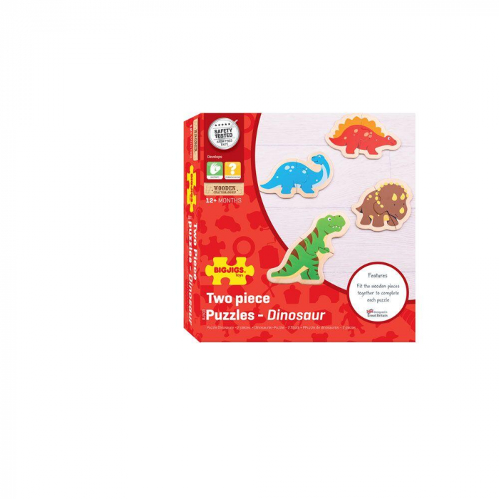 Puzzle din lemn - Dinozauri, BIGJIGS Toys, 1-2 ani + [3]