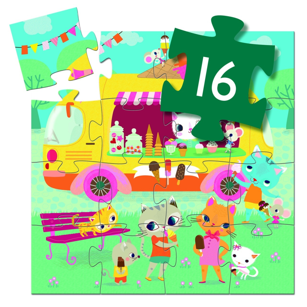 Puzzle Djeco - Masina de inghetata, 2-3 ani + [4]