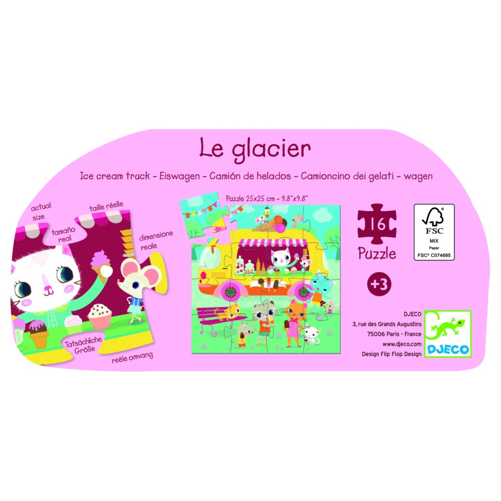 Puzzle Djeco - Masina de inghetata, 2-3 ani + [5]