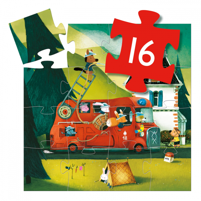 Puzzle Djeco - Masina de pompieri, 2-3 ani + [2]