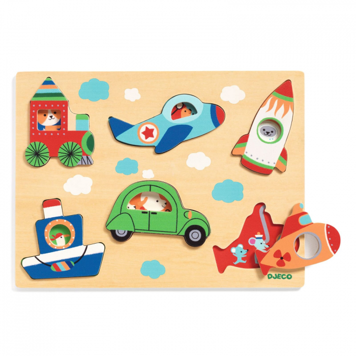 Puzzle Djeco, Vehicule cu surprize, 1-2 ani + [2]