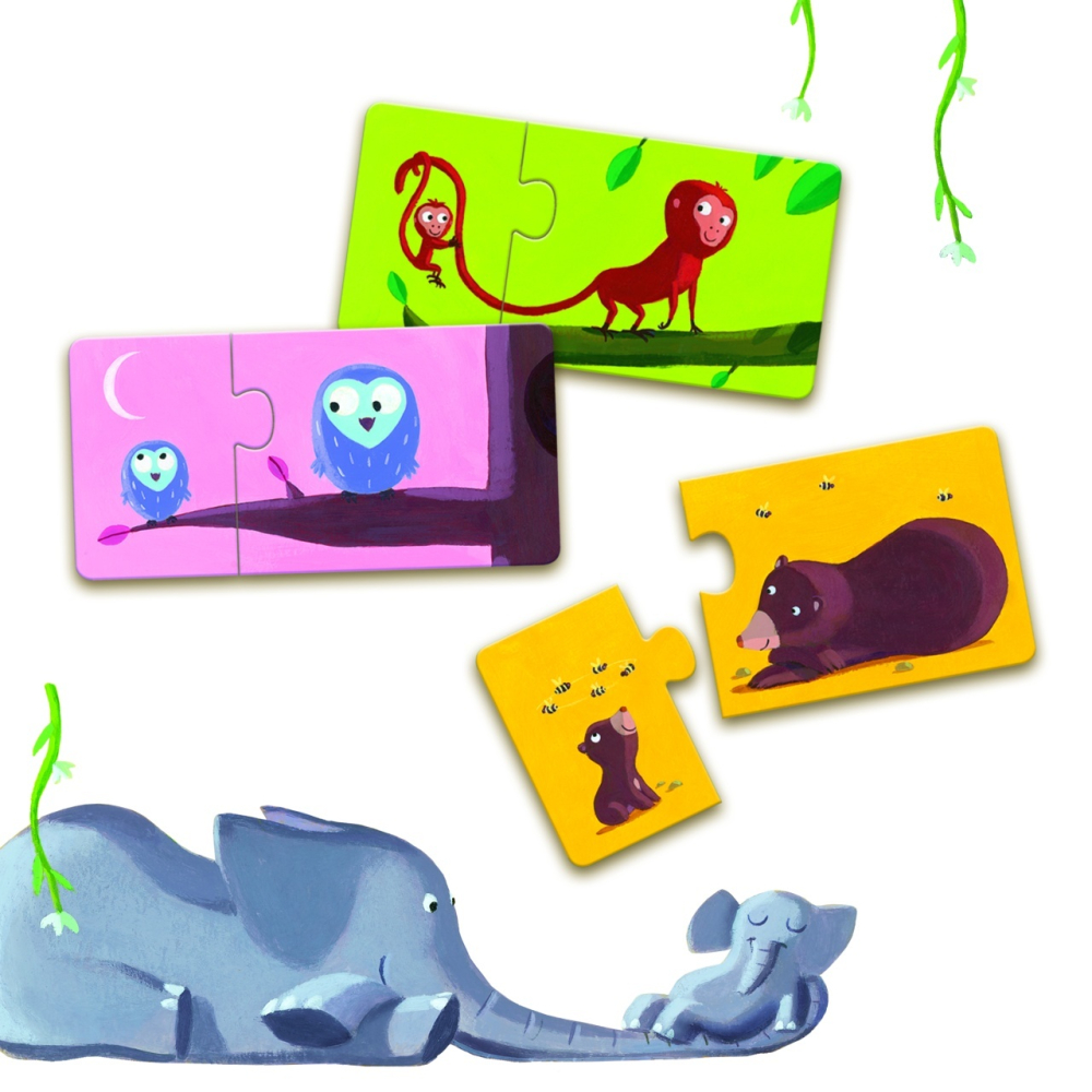 Puzzle duo Djeco Mama si puiul, 1-2 ani + [3]