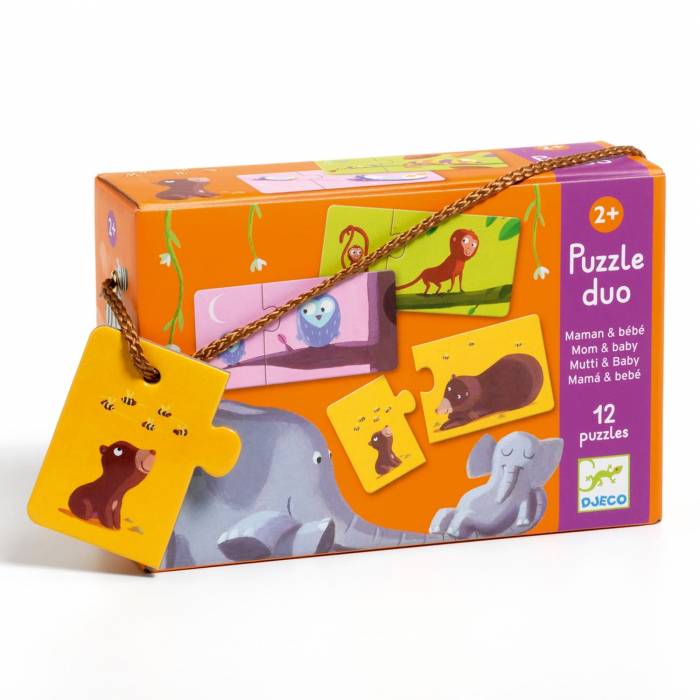 Puzzle duo Djeco Mama si puiul, 1-2 ani + [4]