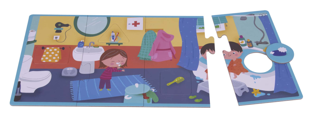 Puzzle educativ - Camerele Casei 16 piese XL, + 2 ani, Apli Kids [6]