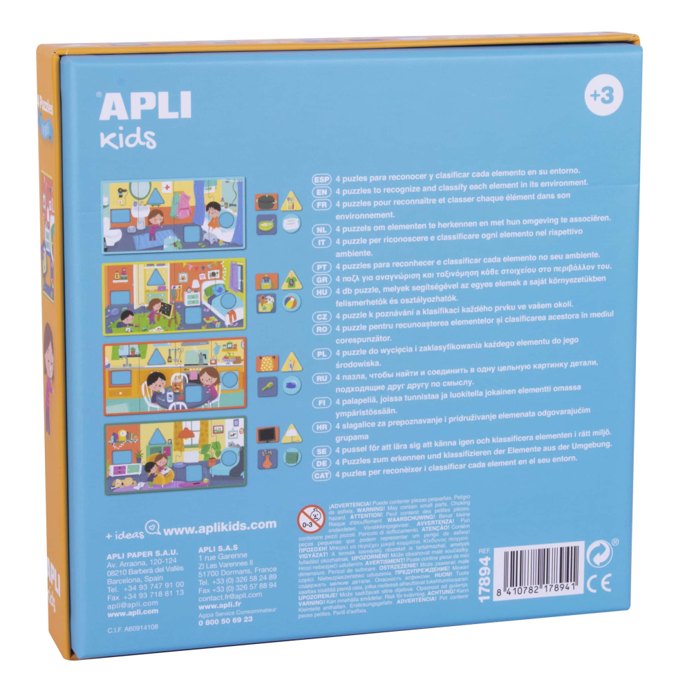 Puzzle educativ - Camerele Casei 16 piese XL, + 2 ani, Apli Kids [3]
