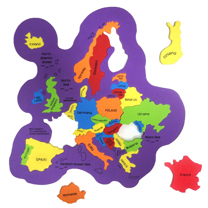 Puzzle Educativ din Spuma EVA - Harta Europei cu Steaguri si Capitale, Imagimake, 5 ani+ [4]