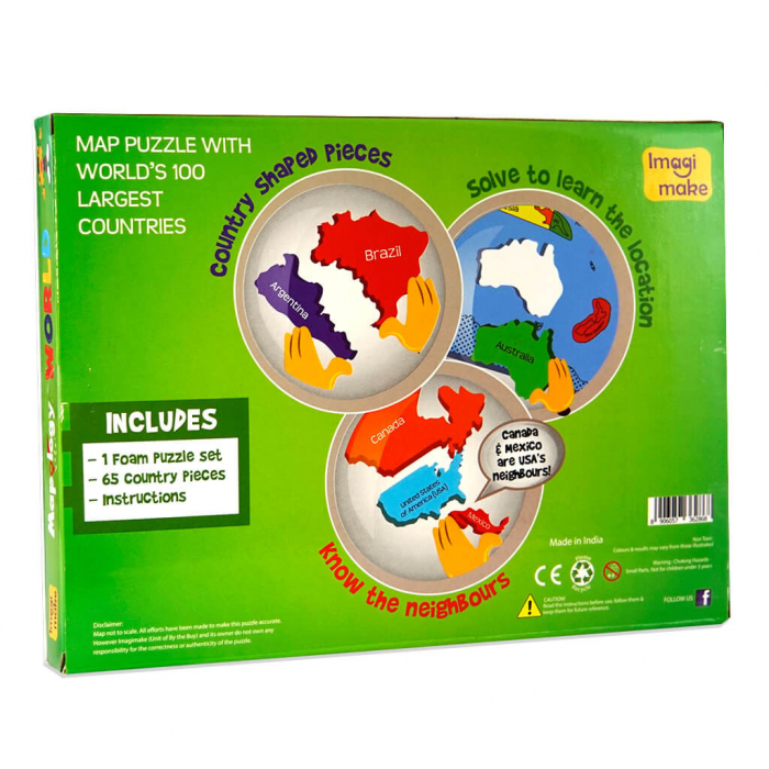 Puzzle Educativ din Spuma EVA - Harta Lumii, Imagimake, 4 ani+ [3]