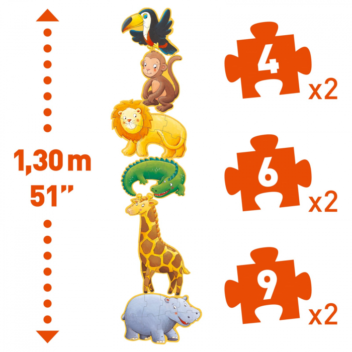 Puzzle gigant Djeco animale salbatice, 1-2 ani + [3]