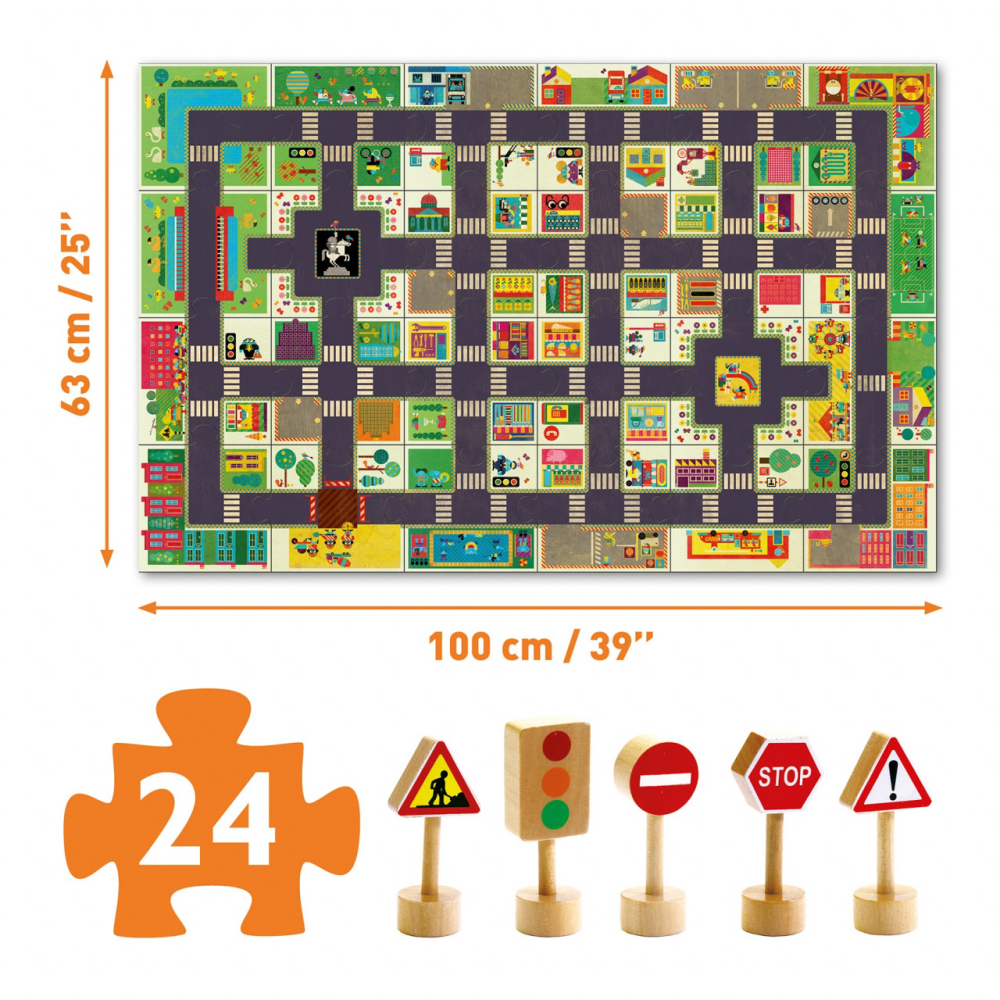 Puzzle gigant Djeco Orasul, 2-3 ani + [4]