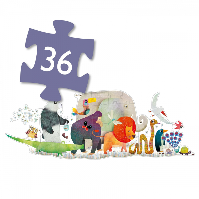 Puzzle gigant Djeco Parada animalelor, 2-3 ani + [4]