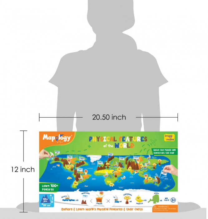 Puzzle Harta lumii cu Forme de relief, +5 ani [7]