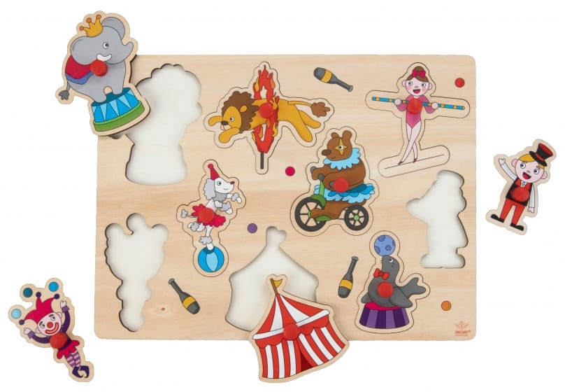 Puzzle incastru din lemn cu butoane Circul, dimensiune 30 x 22.5 cm [2]