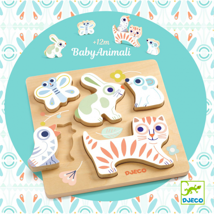 Puzzle lemn BabyAnimali, Djeco, 1 an+ [2]