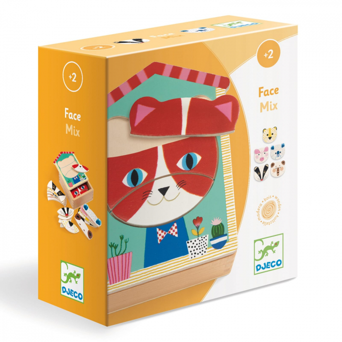 Puzzle lemn Djeco Face mix, 1-2 ani + [3]