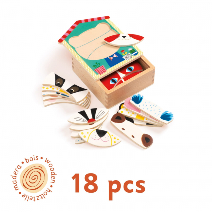 Puzzle lemn Djeco Face mix, 1-2 ani + [2]
