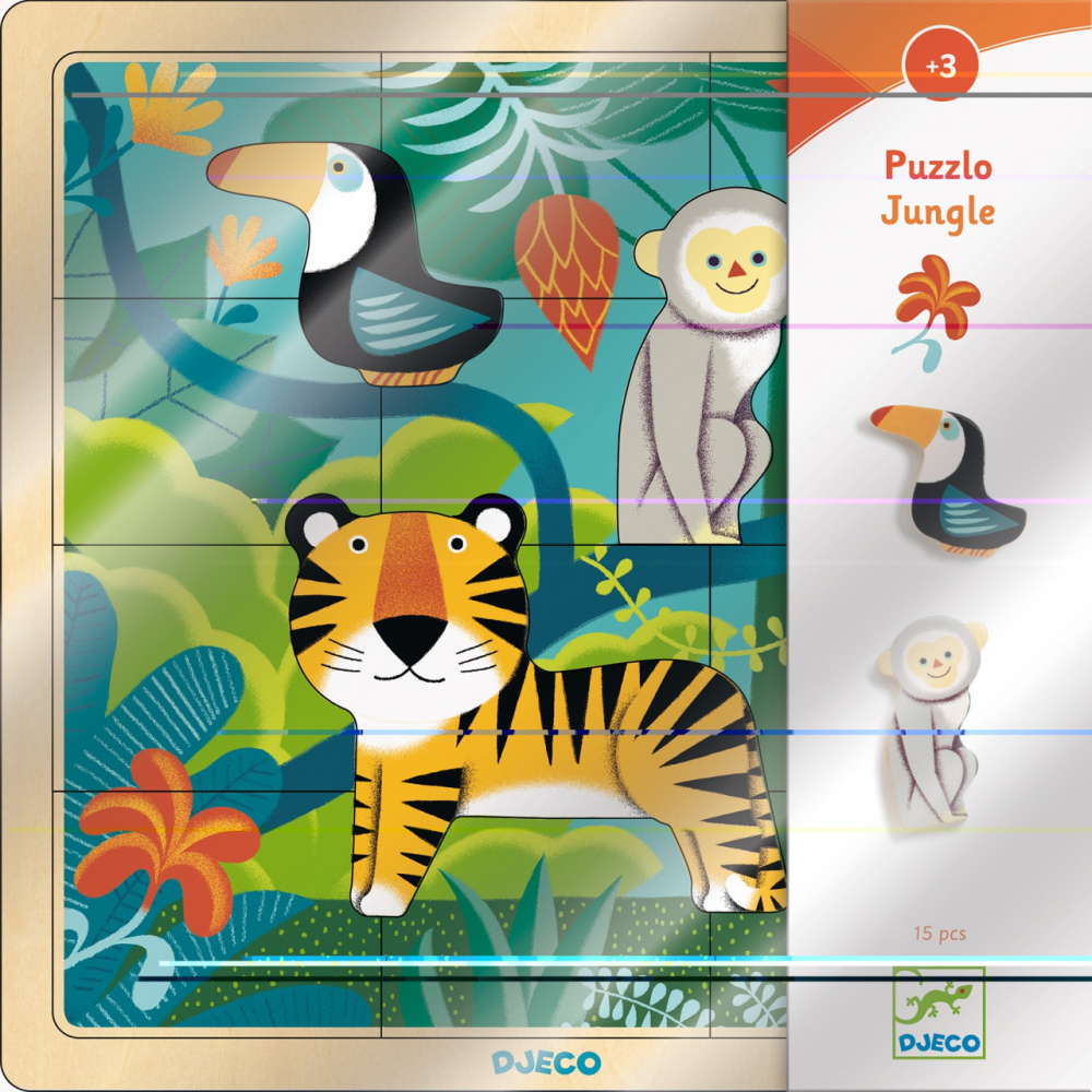 Puzzle lemn Jungla Djeco, 1-2 ani + [4]