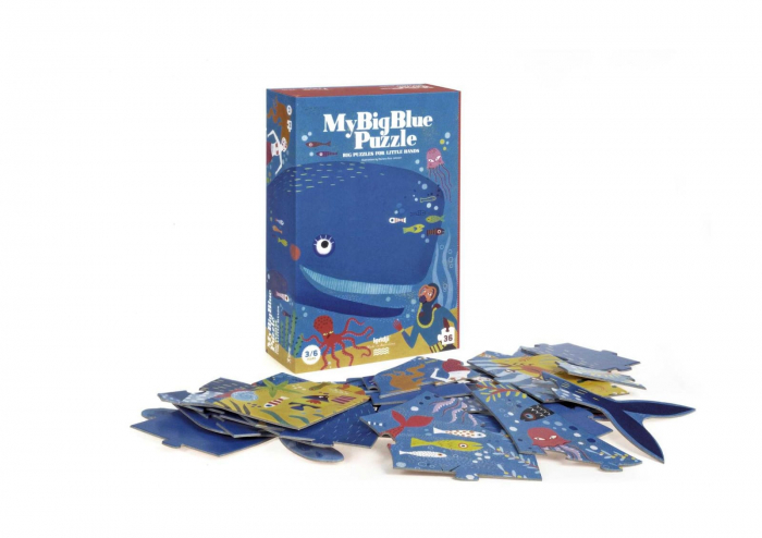 Puzzle Londji, Balena albastra in ocean, 2-3 ani + [2]