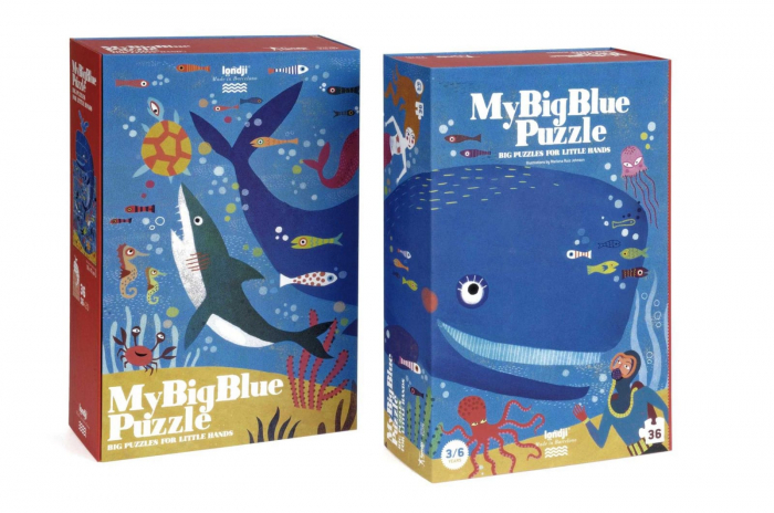 Puzzle Londji, Balena albastra in ocean, 2-3 ani + [3]