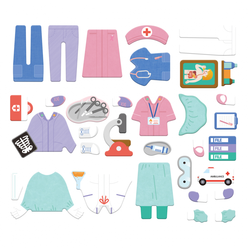 Puzzle magnetic in cutie metalica, joc de potrivire si asociere - Doctor [9]