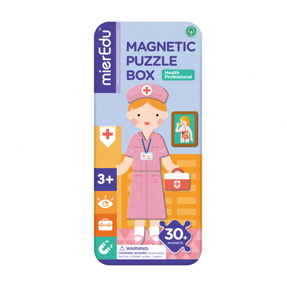 Puzzle magnetic in cutie metalica, joc de potrivire si asociere - Doctor [4]