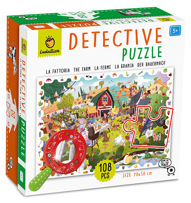 Puzzle Micul Detectiv - Ferma, Ludattica, + 5 ani, 108 piese