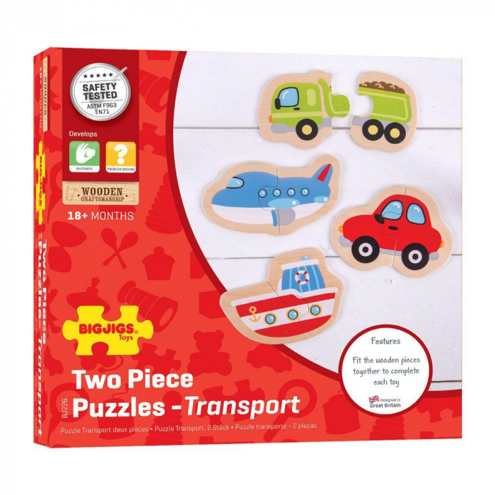 Puzzle - mijloace de transport (8 piese), BIGJIGS Toys, 1-2 ani + [4]